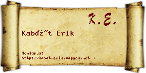 Kabát Erik névjegykártya